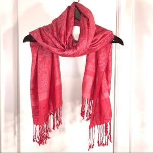 Beautiful Pink Pashmina Fringe Scarf